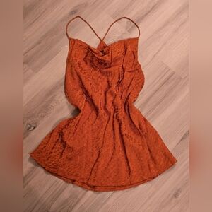 Women's Satin Slip Cami in Rust Orange